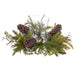 18"Wx8"H Plastic Pinecone & Pine Artificial Candle Ring Holder w/Glass -Brown/Green - XDC385-BR/GR