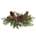21"Wx7.5"H Berry, Pinecone & Pine Artificial Candle Ring Holder w/Glass -Red/Brown - XDC542-RE/BR