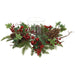 18"Wx7.8"H Berry, Pinecone & Pine Artificial Candle Ring Holder w/Glass -Red/Green - XDC545-RE/GR