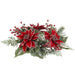 16"Wx3"H Artificial Iced Poinsettia, Berry & Pine Candle Ring Holder w/Glass -Red (Pack of 4) - XDE494-RE