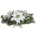16"Wx6"H Artificial Iced Poinsettia, Berry & Pine Candle Ring Holder w/Glass -White (Pack of 4) - XDE985-WH