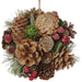 5.5" Pinecone, Berry & Pine Artificial Ball-Shaped Topiary -Brown/Red (pack of 6) - XDF590-BR/RE