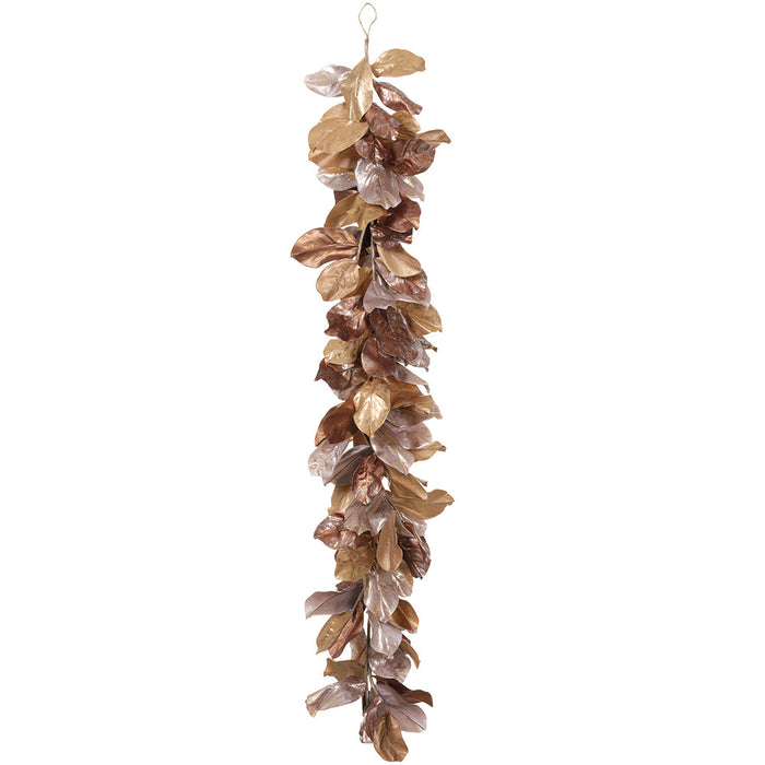 6' Magnolia Leaf Artificial Garland -Gold/Copper - XDG001-GO/CP