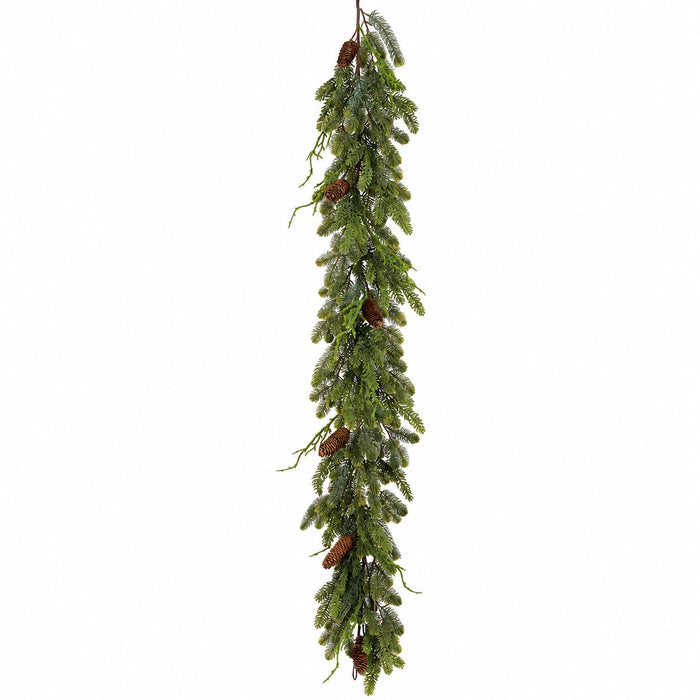 6' Pinecone, Moss Branch & Pine Artificial Garland -Green/Brown (Pack of 2) - XDG013-GR/BR