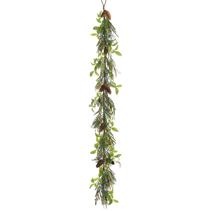 6' Berry, Pinecone & Pine Artificial Garland -Green/Blue (Pack of 2) - XDG073-GR/BL