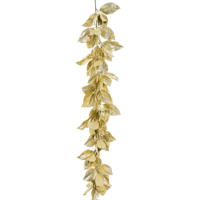 6'6" Metallic Artificial Magnolia Leaf Garland -Champagne (pack of 4) - XDG098-CN