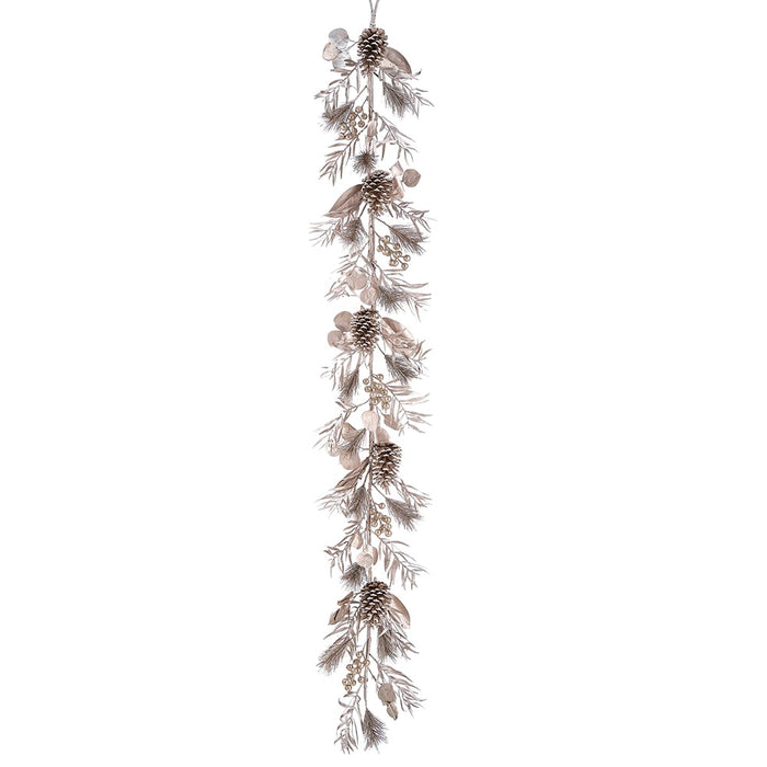 6' Pinecone, Berry & Eucalyptus Leaf Artificial Garland -Tiffany Gold (pack of 6) - XDG261-TF/GO