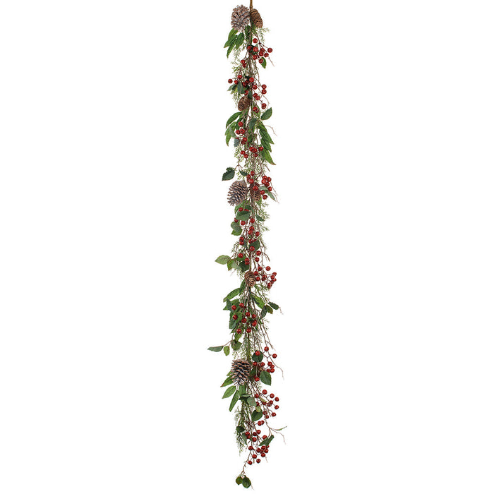 6' Berry, Pinecone & Cedar Artificial Garland -Red/Green (Pack of 2) - XDG284-RE/GR