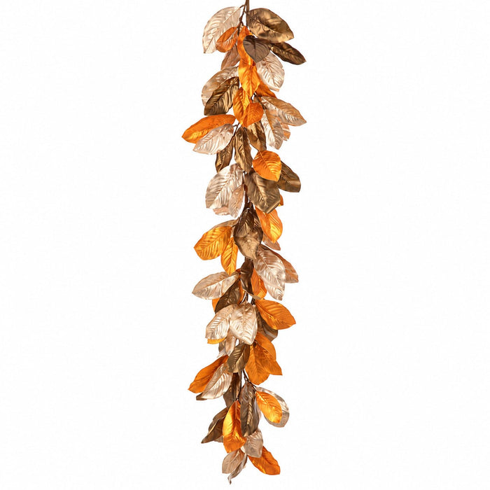 6' Metallic Magnolia Leaf Artificial Garland -Bronze/Copper (Pack of 2) - XDG317-BZ/CP