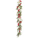 6' Magnolia Flower, Holly, Berry & Ball Artificial Garland -White/Red (Pack of 4) - XDG397-WH/RE