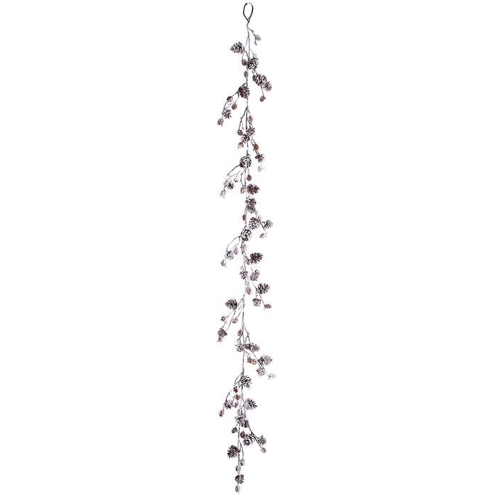 5'10" Snowed Artificial Pinecone Garland -Brown/White (pack of 6) - XDG468-BR/WH