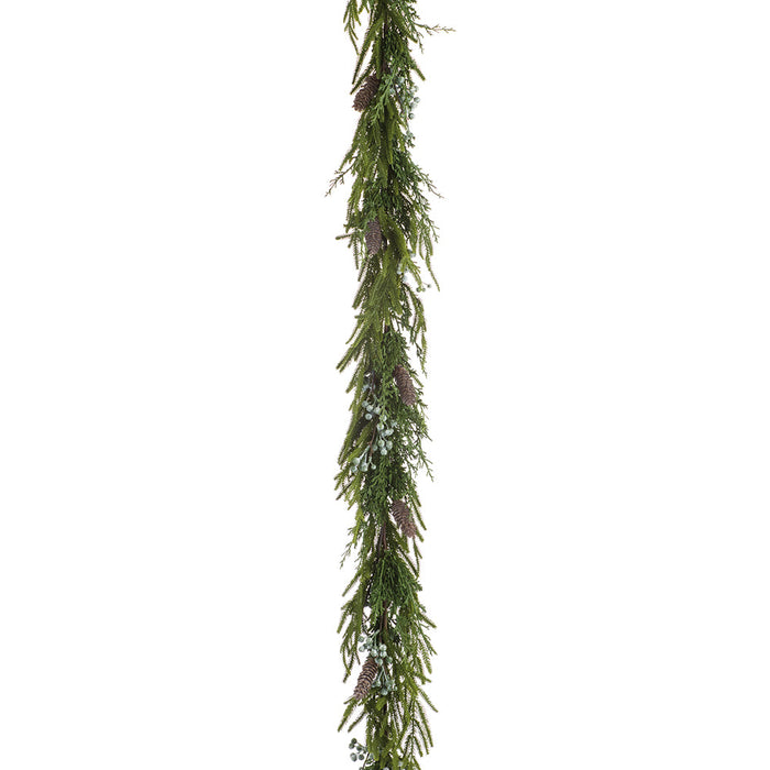 6' Pinecone, Berry & Pine Artificial Garland -Green/Brown (Pack of 3) - XDG515-GR/BR