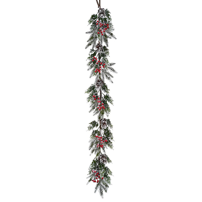5' Snowed Berry, Pinecone & Pine Artificial Garland -Red/Brown (pack of 2) - XDG520-RE/BR