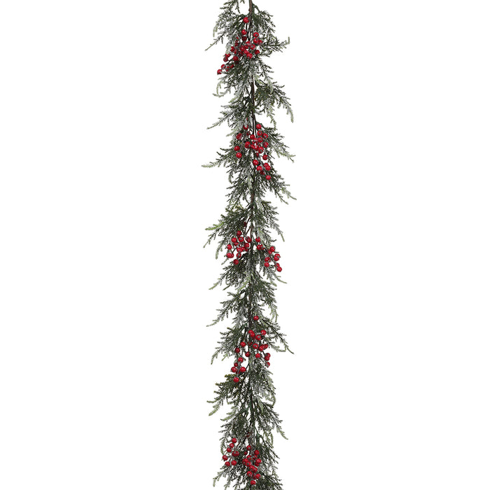 6' Iced Pine & Berry Artificial Garland -Green/Red (pack of 2) - XDG521-GR/RE