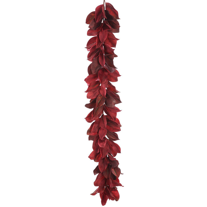 5' Magnolia Leaf Artificial Garland -Red/Burgundy (Pack of 6) - XDG560-RE/BU
