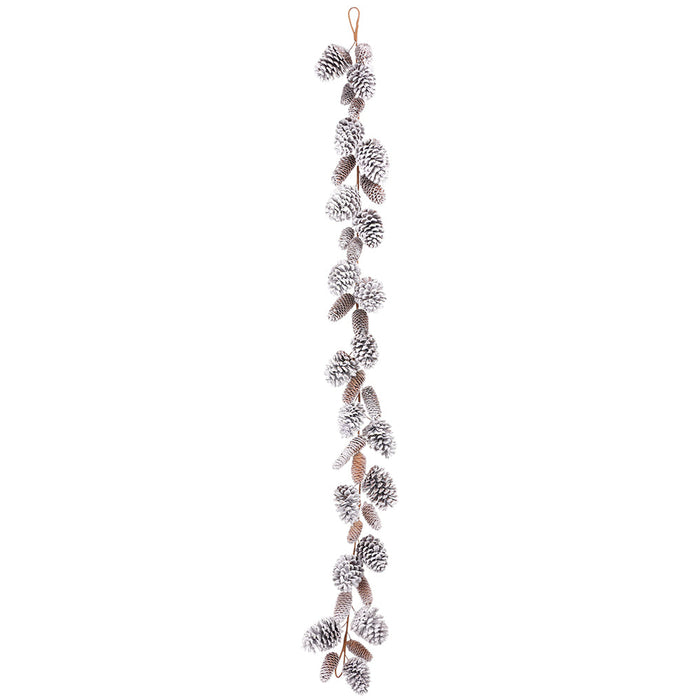 6' Mixed Flocked Pinecone Artificial Garland -White (Pack of 6) - XDG744-WH