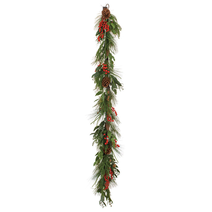 6' Berry, Pinecone & Pine Artificial Garland -Red/Brown (Pack of 2) - XDG824-RE/BR