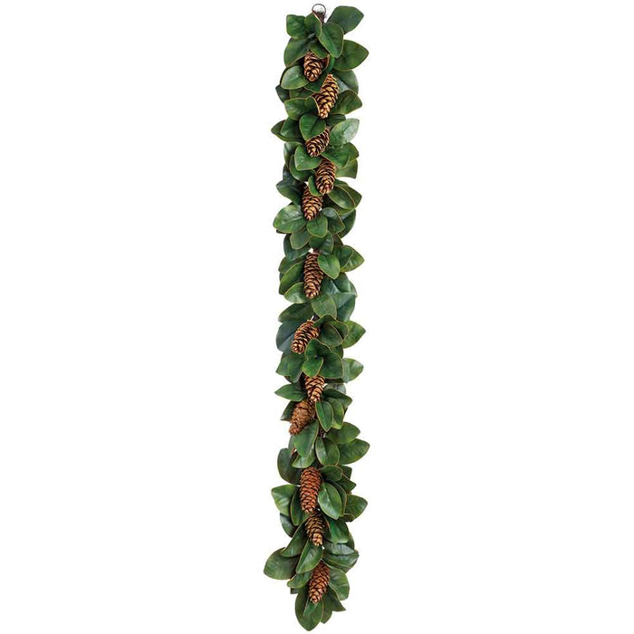6' Magnolia Leaf & Pinecone Artificial Garland -Green/Brown (Pack of 4) - XDG912-GR/BR