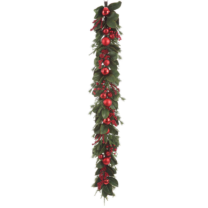 6' Ornament Ball, Berry & Pine Artificial Garland -Red/Green (Pack of 4) - XDG929-RE/GR