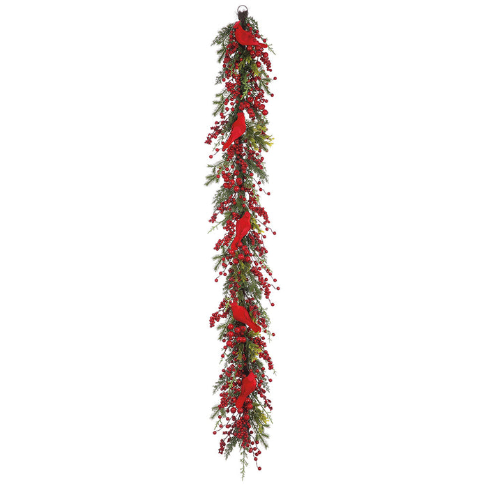 6' Cardinal, Berry & Pine Artificial Garland -Red/Green (Pack of 4) - XDG945-RE/GR