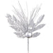 16" Glittered Pine & Ornament Ball Artificial Stem Pick -Silver (Pack of 24) - XDK040-SI