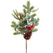 18" Berry, Pinecone & Mixed Pine Artificial Stem Pick -Green/Red (Pack of 12) - XDK057-GR/RE
