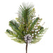 15" Mixed Artificial Pinecone, Berry & Pine Stem Pick -Green/Whitewashed (Pack of 24) - XDK157-GR/WW