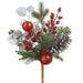 15.5" Sequin Ball, Berry, Pinecone & Pine Artificial Stem Pick -Red/Silver (Pack of 6) - XDK320-RE/SI