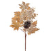 27" Glittered Metallic Maple Leaf, Pinecone & Twig Artificial Stem Pick -Gold/Brown (pack of 12) - XDK625-GO/BR