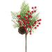 13" Berry, Pinecone & Cedar Artificial Stem Pick -Red/Green (pack of 24) - XDK671-RE/GR