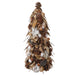 18" Iced Cotton, Pinecone & Pod Artificial Cone-Shaped Topiary -Brown/White (pack of 2) - XDR029-BR/WH