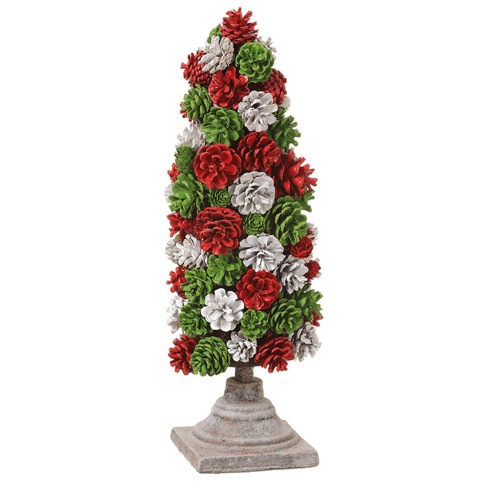19.5" Pinecone Artificial Cone-Shaped Topiary w/Base -Mixed Colors (Pack of 2) - XDR133-MX