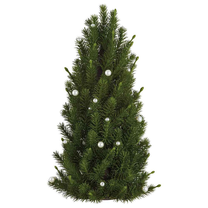 17" Pearl & Pine Artificial Cone-Shaped Topiary -Green/Pearl (Pack of 4) - XDR239-GR/P