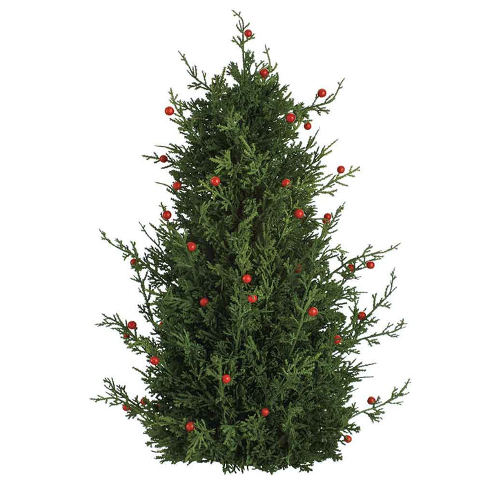 23" Standing Artificial Berry & Cedar Cone-Shaped Topiary -Green/Red (Pack of 2) - XDR254-GR/RE