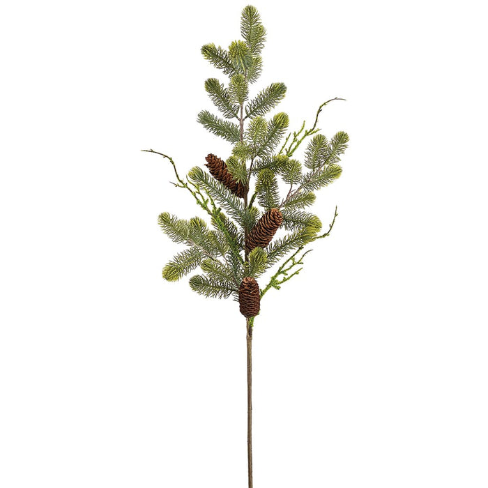 42" Pinecone, Moss Branch & Pine Artificial Stem -Green/Brown (Pack of 8) - XDS007-GR/BR