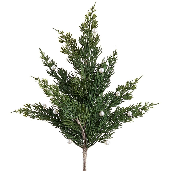 20" Pearl & Juniper Artificial Stem -Green/Pearl (Pack of 12) - XDS010-GR/P