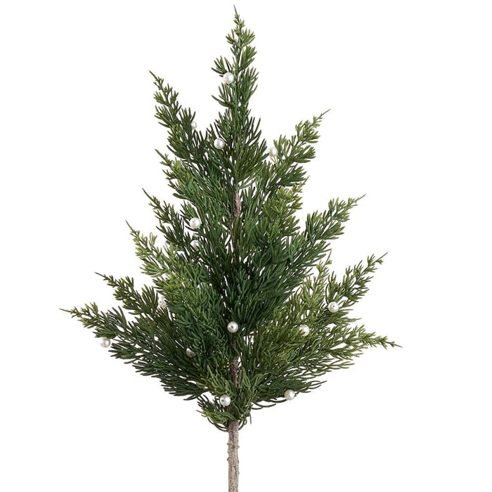 28" Pearl & Juniper Artificial Stem -Green/Pearl (Pack of 12) - XDS013-GR/P