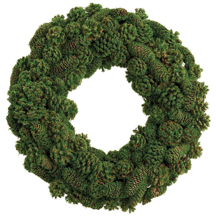 22" Moss Pine Artificial Wreath -Green/Brown - XDS017-GR/BR