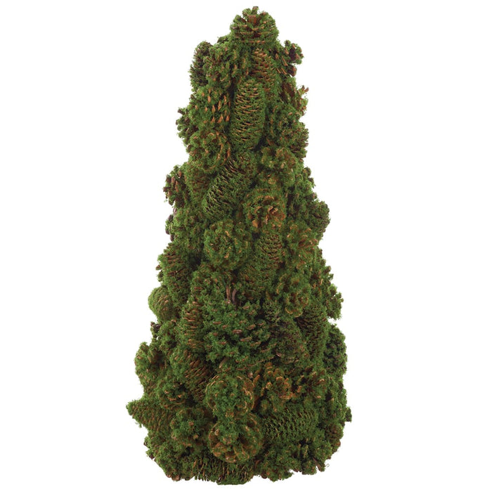 20" Moss Pine Artificial Cone-Shaped Topiary -Green/Brown(Pack of 2) - XDS019-GR/BR