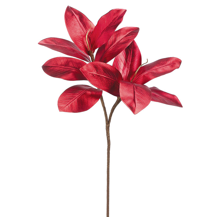 28.5" Magnolia Leaf Artificial Stem -Red (pack of 12) - XDS025-RE