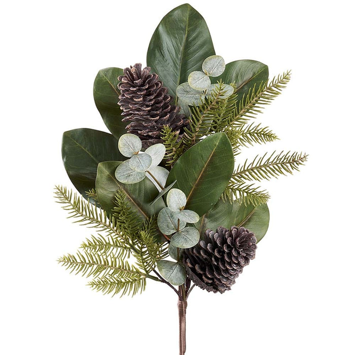 29" Pinecone, Magnolia Leaf & Pine Artificial Stem -Brown/Green (Pack of 6) - XDS168-BR/GR