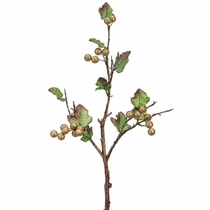 25" Artificial Glittered Maple Stem -Gold (Pack of 12) - XDS340-GO