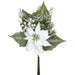 20" Iced Artificial Poinsettia Flower, Berry, Pinecone & Pine Stem -White (Pack of 12) - XDS492-WH