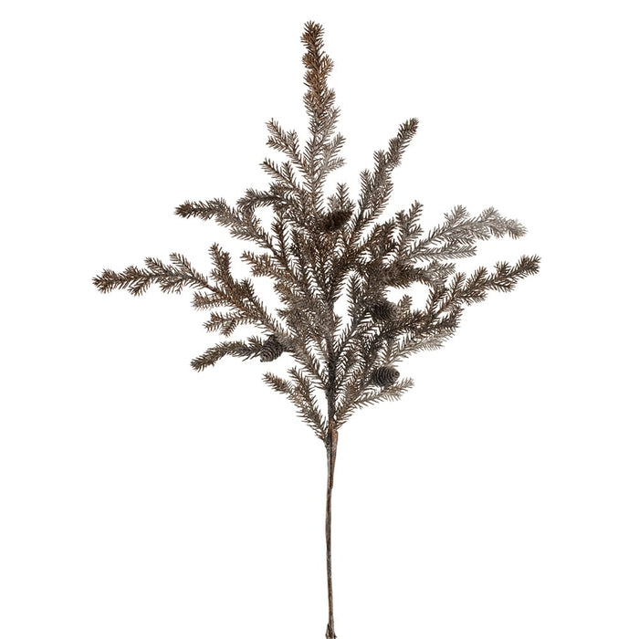 35" Glittered Pine & Pinecone Artificial Stem -Brown (Pack of 12) - XDS595-BR