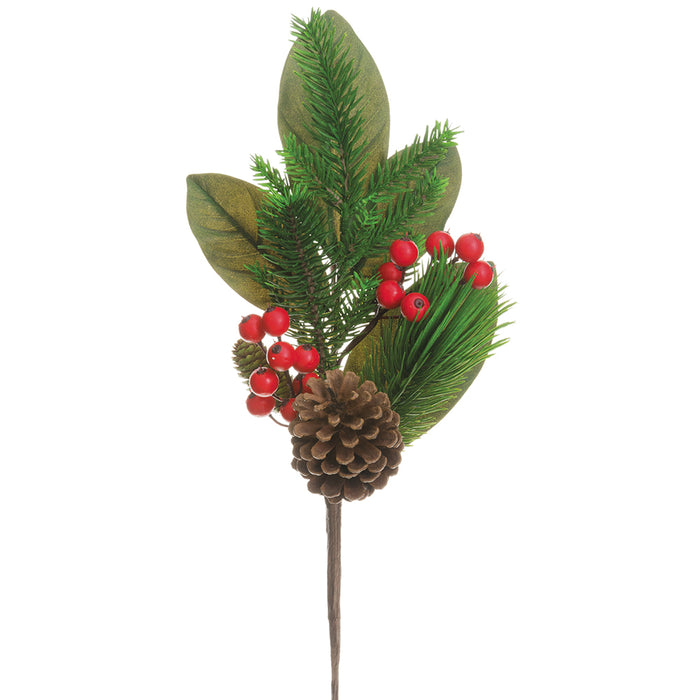 20" Artificial Berry, Pinecone & Pine Stem -Red/Green (pack of 12) - XDS624-RE/GR