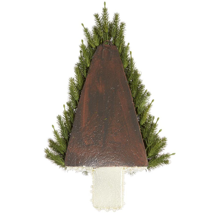 24" Hanging Artificial Pine & Pearl Half Wall Cone-Shaped Topiary w/Base -Green (Pack of 2) - XDT244-GR/P
