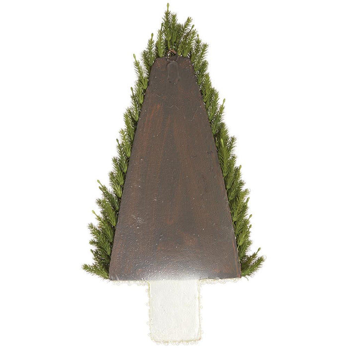 33.5" Hanging Artificial Pine & Pearl Half Wall Cone-Shaped Topiary w/Base -Green - XDT245-GR/P