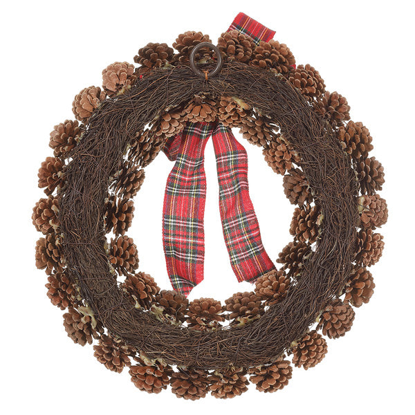 20" Artificial Pinecone Wreath -Brown (Pack of 4) - XDW119-BR