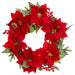 24" Artificial Velvet Poinsettia Flower, Berry, Pinecone & Pine Hanging Wreath -Red (pack of 2) - XDW144-RE