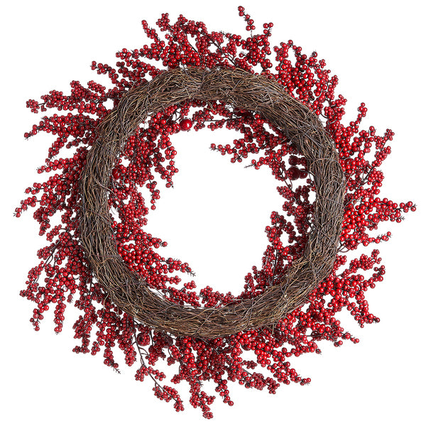 24" Faux Berry Hanging Wreath -Red (pack of 2) - XDW154-RE